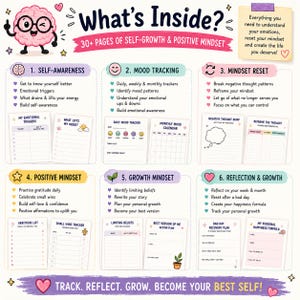 Mood & Mindset Planner Printable PDF | Self-Care Workbook, Mental Wellness - Confidence Builder image 3