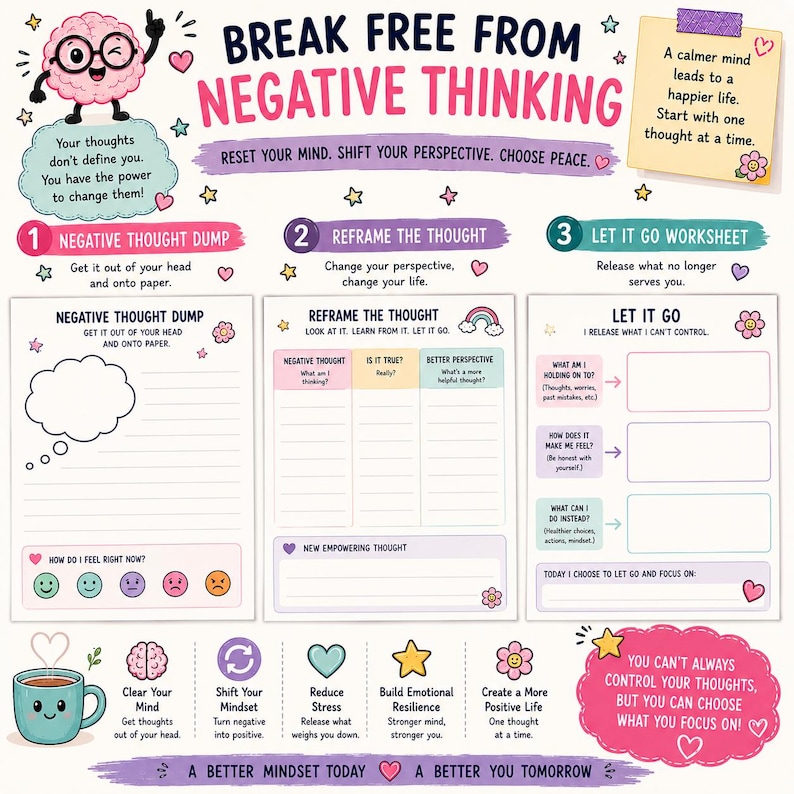 Mood & Mindset Planner Printable PDF | Self-Care Workbook, Mental Wellness - Confidence Builder image 5