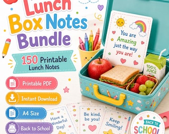 Printable Lunch Box Notes Bundle | 150 Encouragement Cards (PDF Download)