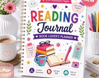 Reading Journal Printable | Book Lover Planner, Tracker (A4 PDF Download)