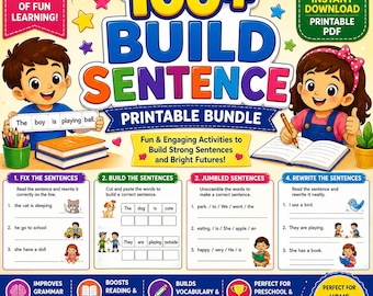 100+ Sentence Building Worksheets | Printable Grammar Writing Activities for Kindergarten & Grade 1