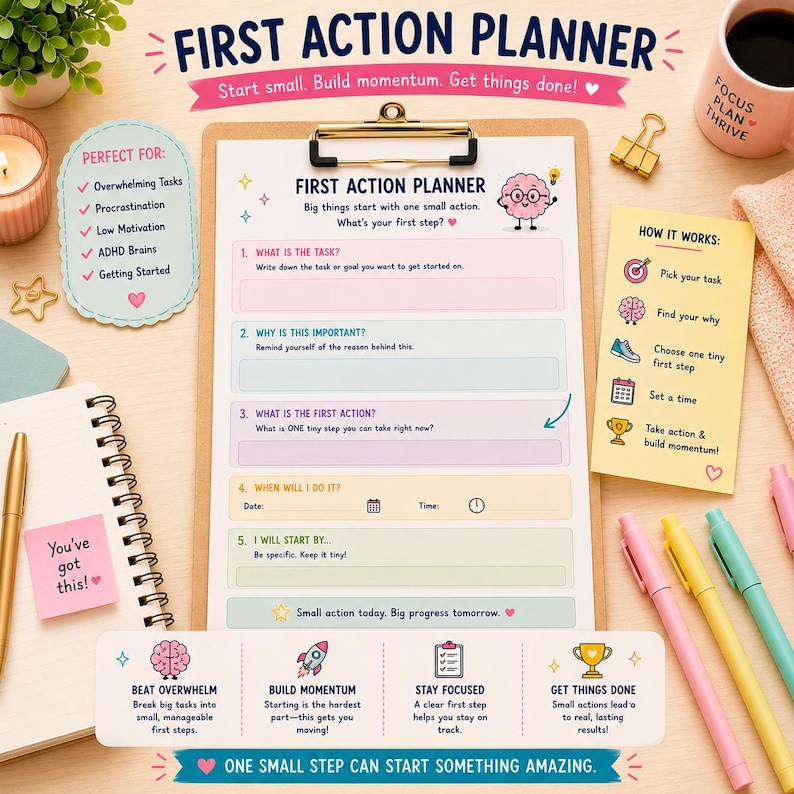 ADHD Task Breakdown Workbook | Task Paralysis Planner Printable PDF image 7