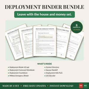 Pode incluir: Um pacote digital de pastas de destacamento com 8 produtos e 142 páginas. O conjunto inclui uma pasta de destacamento, manual de comando, contagem regressiva, pasta de emergência militar, diretório de contatos e decodificador LES.