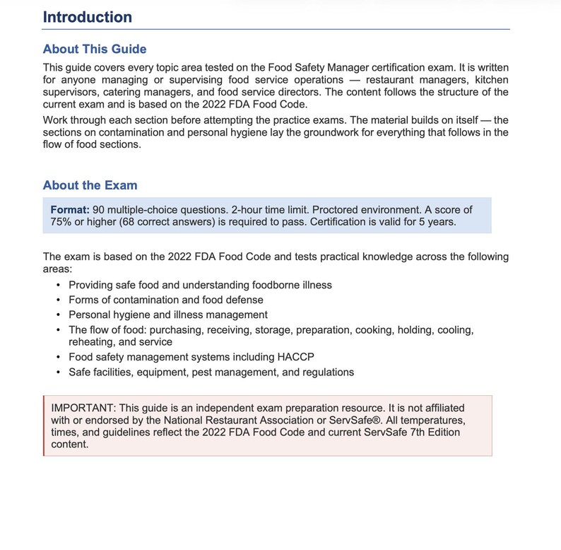 Servsafe Manager Study Guide 2026 | Food Safety Manager Exam Prep ...
