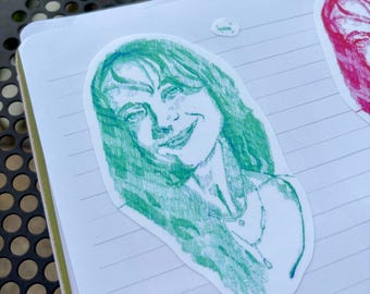 Portrait personnalisé, Sticker plastifié waterproof à partir d’une photo - Sticker effet 3D - Aesthetic journaling, Laptop, Skateboard