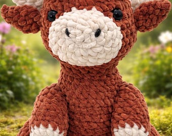 Patrón de ganchillo de vaca de las Tierras Altas, tutorial de amigurumi de peluche (PDF)