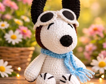 Patrón de ganchillo de Snoopy en PDF / Tutorial de peluche de amigurumi de Snoopy / Muñeco inspirado en Peanuts
