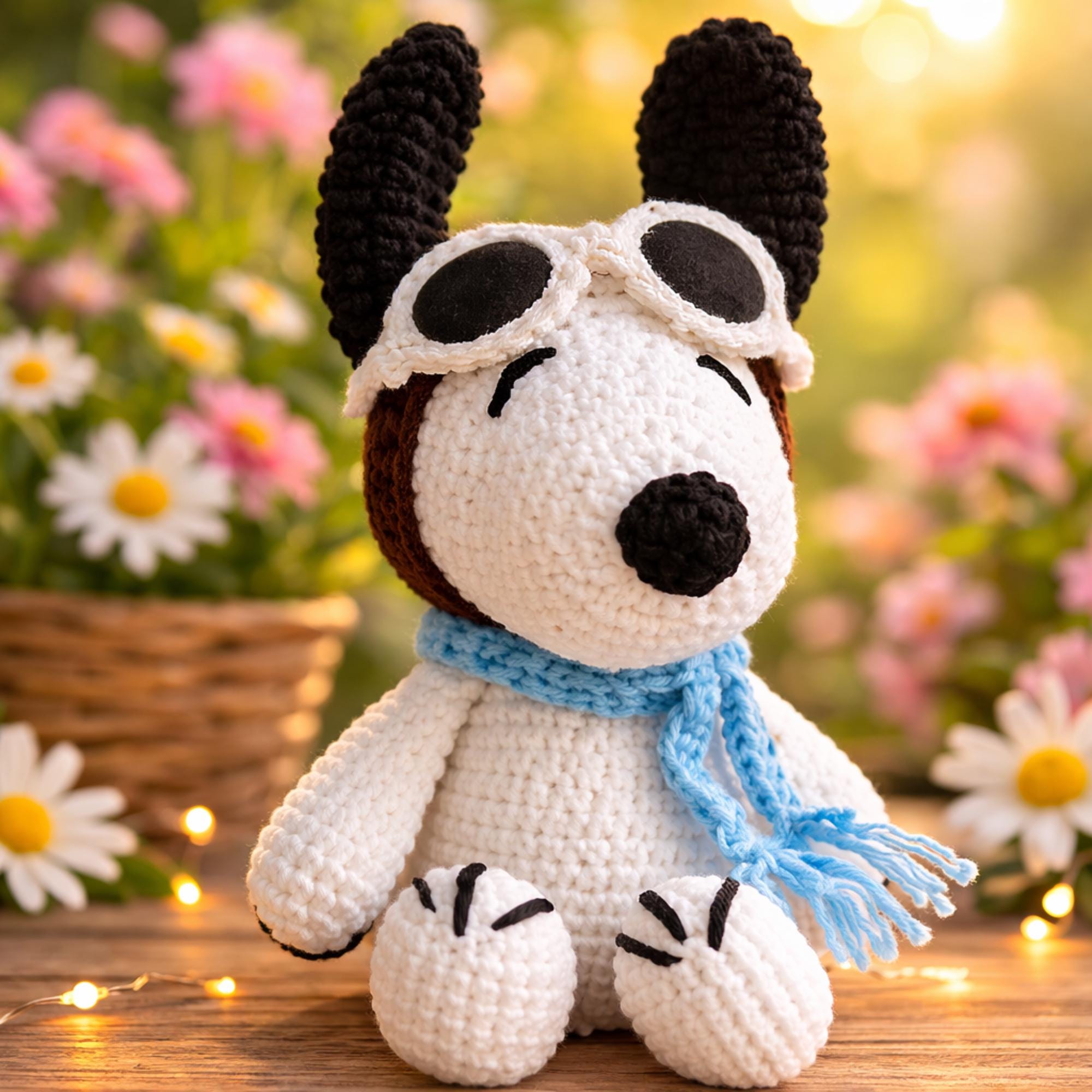 Snoopy Plush with Scarf, Goggles, and Aviator Cap