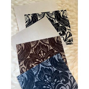 Damask Wallpaper Samples Lot of 17, Llewelyn-Bowen Flocked Damask, Galerie Silver Metallic Scroll, 18x15 Designer Collage Paper