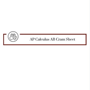 Puede incluir: Hoja blanca con un borde granate que contiene el texto "AP Calculus AB Cram Sheet". La hoja también incluye el texto "HighFive Review" y "Built for a 5."