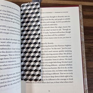 3D Printed Isometric Bookmark | Geometric Relief, Silver Tassel (PLA)