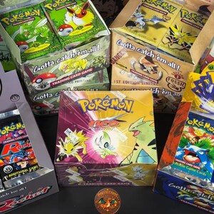 Vintage style Pokemon Booster Box Replica | 1st Edition Style Retro Sealed Box | Base Set Jungle Fossil Team Rocket Neo Destiny Proxy Box