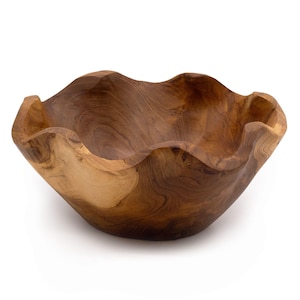 Middelgrote fruitschaal van teakhout – 23 cm