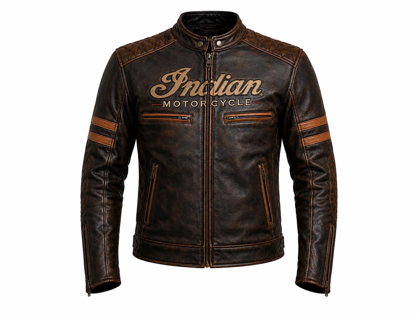 Brown Leather Indian Motorcycle Jacket - Etsy