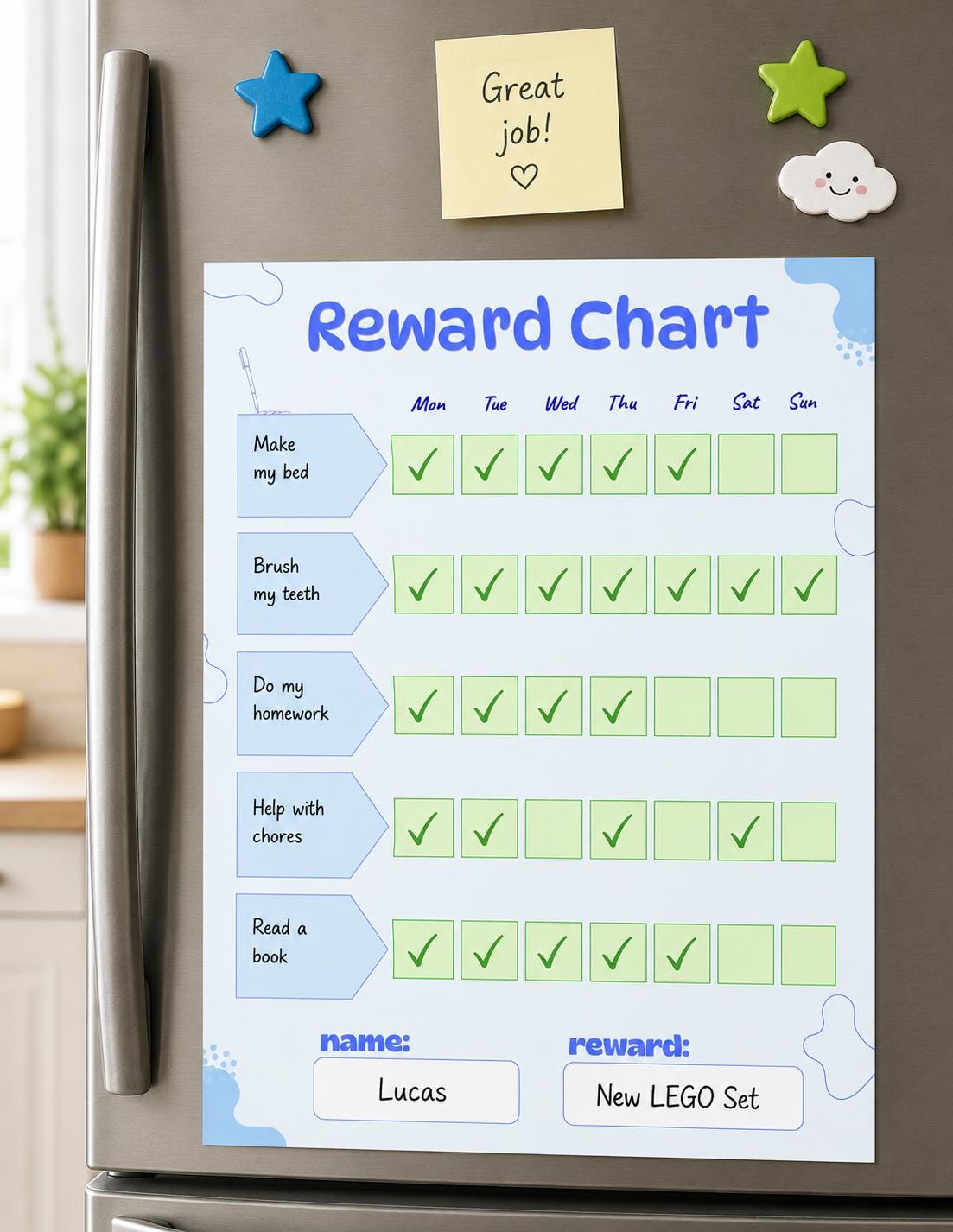 Child Routine Reward Chart Kids Reward Chart Printable, Chore Chart for Kids, Daily Routine ...