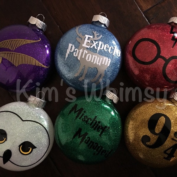 Harry Potter Glittered Ornaments - Free personalization