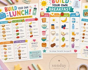 Build Your Own Food Printable Bundle | Breakfast, Lunch & Trail Mix Activity