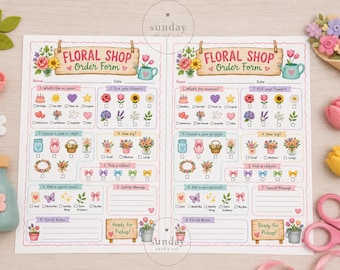 Floral Shop Pretend Play Printable | Florist Dramatic Play Order Forms for Kids