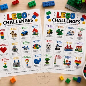 LEGO Challenge Cards Printable | Screen Free Activity | Homeschool STEM | Classroom Center | LEGO Building Game