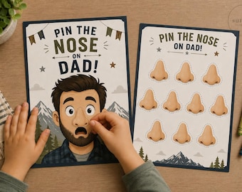 Utskrivbart spel "Sätt näsan på pappa" | Fars dag-festaktivitet