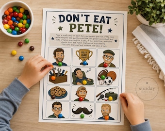 Fars dag Ät inte Pete-spel utskrivbart för barn | Pappas födelsedagsspel
