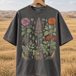 Vintage Wildflower Botanical Graphic Comfort Colors Tee: Retro Cottagecore T-Shirt, Garden Flower Shirt