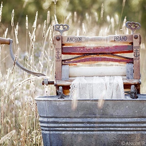 Rustic Laundry Room Decor, Antique Wringer Washer, Clothes Wringer Laundry Print, Laundry Room Art, Simple Life, Americana image 1