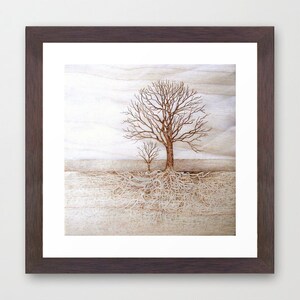 Wherever You Will Go, Tree Giclee Art Print, Tree Roots, Family Roots, Roots, Pyrography Art, Tree Roots, Woodburning Art, Home Decor image 4