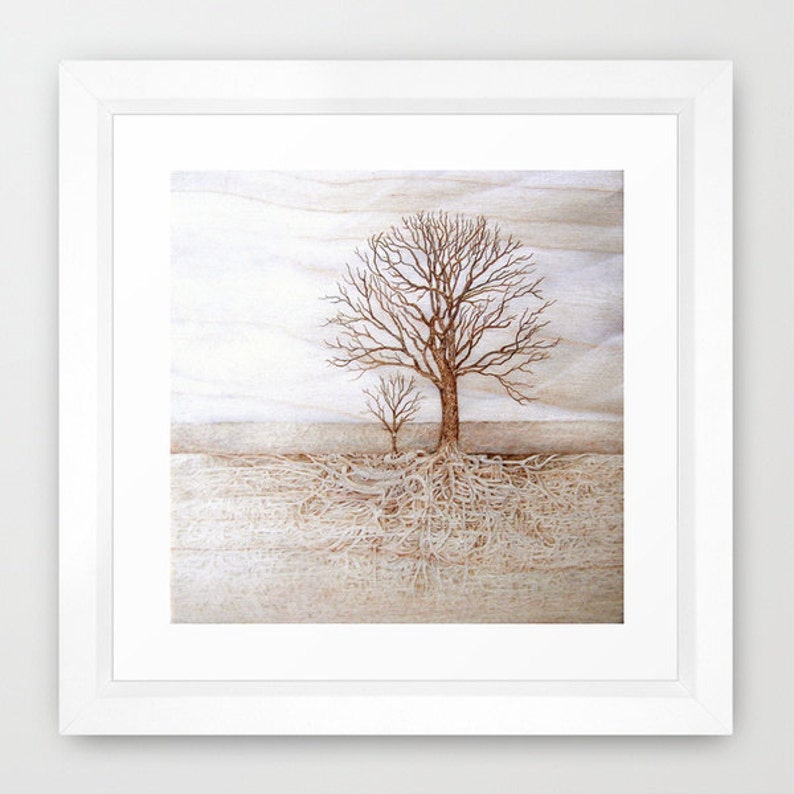 Wherever You Will Go, Tree Giclee Art Print, Tree Roots, Family Roots, Roots, Pyrography Art, Tree Roots, Woodburning Art, Home Decor image 1