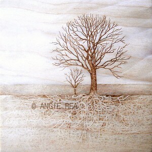 Wherever You Will Go, Tree Giclee Art Print, Tree Roots, Family Roots, Roots, Pyrography Art, Tree Roots, Woodburning Art, Home Decor image 2