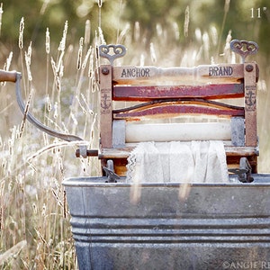 Rustic Laundry Room Decor, Antique Wringer Washer, Clothes Wringer Laundry Print, Laundry Room Art, Simple Life, Americana image 2