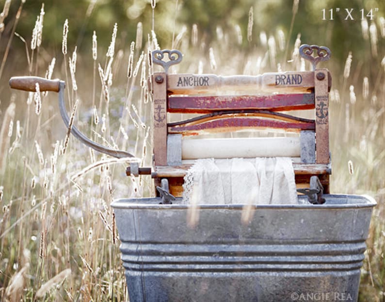 Rustic Laundry Room Decor, Antique Wringer Washer, Clothes Wringer Laundry Print, Laundry Room Art, Simple Life, Americana image 2