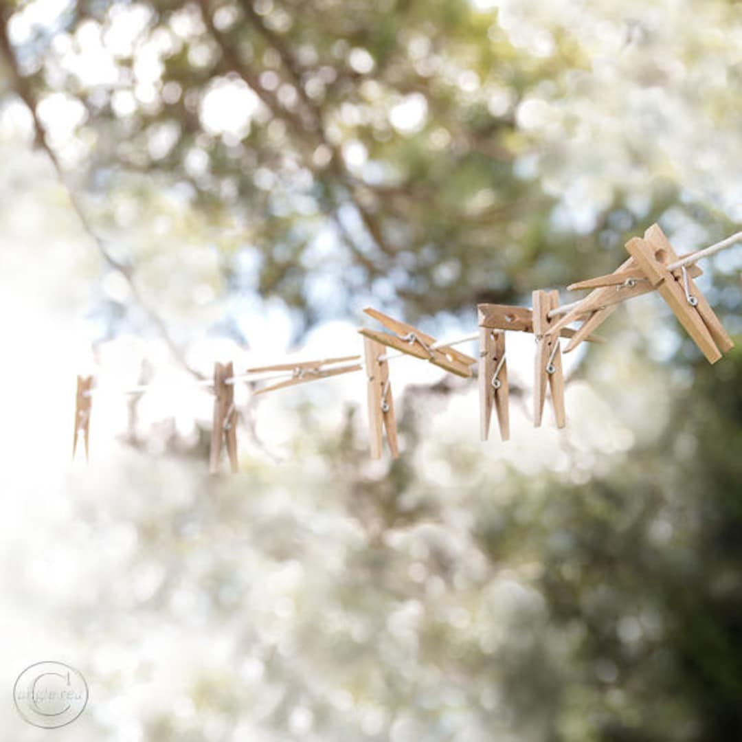 Empty Clothespins on the Clothesline Print, A Simple Life, Country Life ...