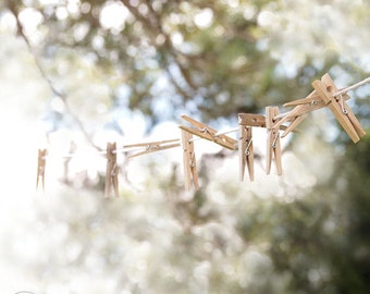 Empty Clothespins on the Clothesline Print, A Simple Life, Country Life, For the Laundry Room, Laundry Room Decor