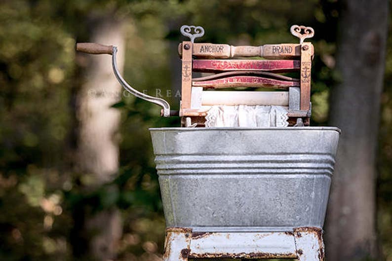 Laundry Room Decor, Antique Wringer Washer, Modern Rustic, Clothes Wringer, Laundry Print, Laundry Room Art, Americana Decor image 1