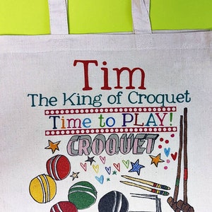Personalisierte Croquet Tasche: Natürliche Baumwolltasche
