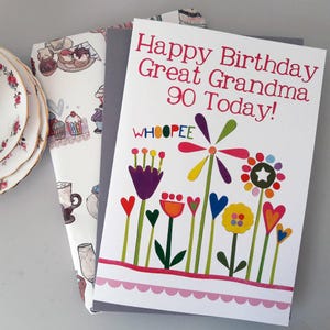 Carte d'anniversaire personnalisée, carte de fleurs, carte d'anniversaire, carte d'anniversaire pour elle, carte d'anniversaire pour grand-mère, 90e, 80e, 70e, 60e