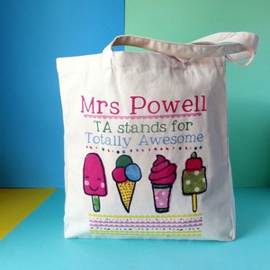 Teacher gift, teacher thank you tote, thank you teacher gift, Personalised Teaching Assistant Bag, School TA gift, end of term, kindergarton image 5