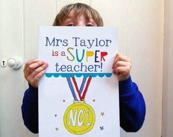 Personalised Teacher Card,  Thank you Teacher card, End of term, Thanks teacher, Teacher appreciation, Best teacher, Card for teachers