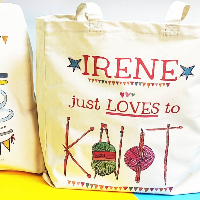 Personalised Knitting Bag, Knitting Gift, Knitters, Mother&#39;s day, Knitter, Yarn Bag, Mom Gift, Knitting Project Bag, Knit, knitting bag