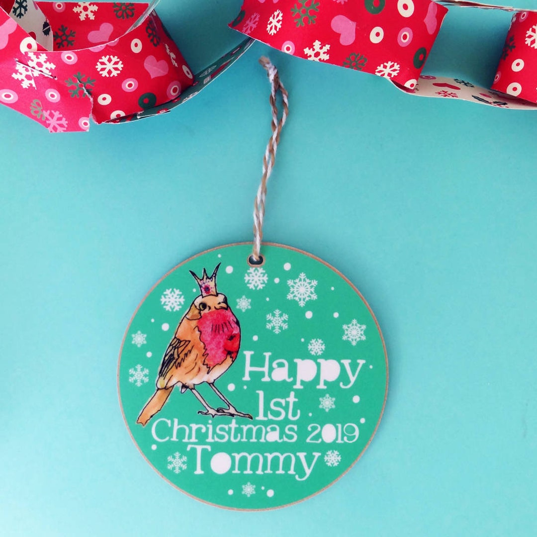 Babys First Christmas Tree Decoration Personalised Tree Etsy