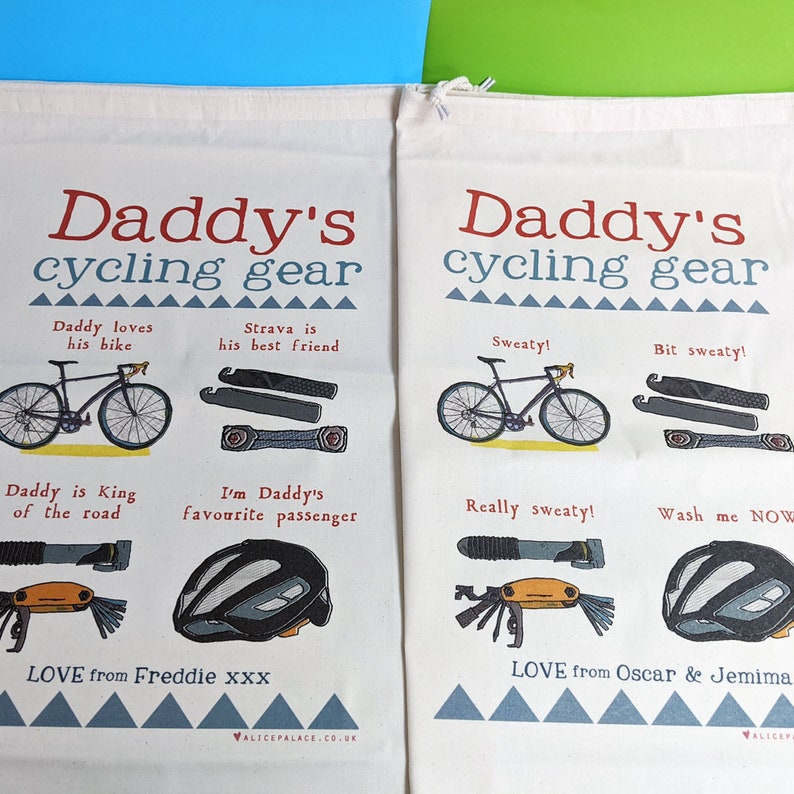Personalised cycling storage sack, Mountain Bike Gift, Cycling kit, bike, gift for him, Fathers day, Daddy, Cycling gifts, bicycle gift image 7
