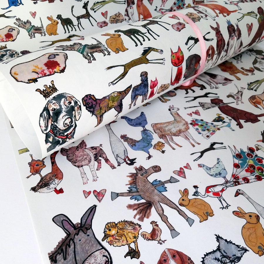 Gift Wrap, Quirky Eco Friendly Paper, Perfect pets design, Recycled Wrapping Paper, dogs and cats, pet wrapping paper design, Made in UK