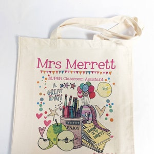 Sac personnalisé pour assistant de classe, sac de remerciement pour enseignant, cadeau de remerciement pour enseignant, cadeau de remerciement pour enseignant, fin d'année, meilleur enseignant