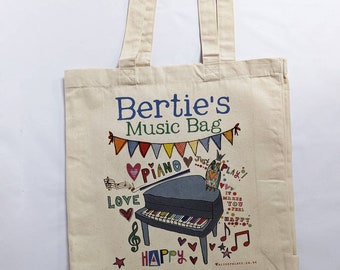 Personalised Music Bag, violin, piano, guitar, flute, cello, ukulele, sing