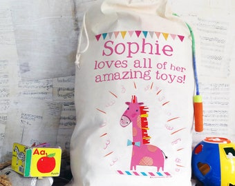 Personalised Childrens Storage Bags, Laundry Bag, Personalized Bag, Kids toy storage, New baby gift, Childrens Room, Nursery, overnight bag