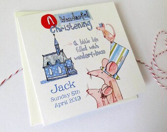 Invitaciones de bautizo de la familia Mouse: Tarjetas personalizadas para la ceremonia de nombramiento