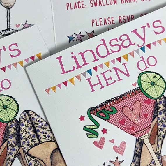 Personalised Hen Party Invitations: Recycled Card Pack