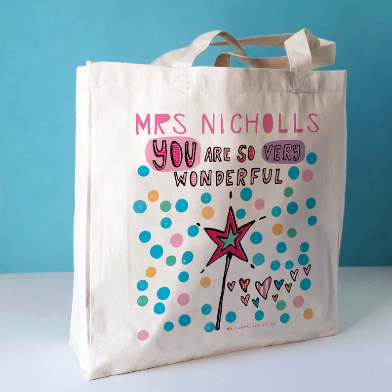 Wonderful teacher bag, Personalised Teacher Bag, teacher thank you tote, thank you teacher gift, teacher appreciation gift, best teacher image 1