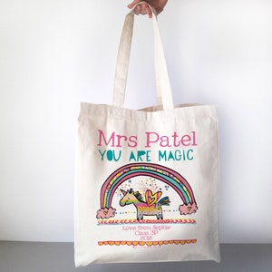 Sac licorne, cadeau enseignant, cartable, cadeau pour amateur de licornes, sac personnalisé, cadeau TA pour l'école, cadeau pour enfant, sac pour enfant, professeur de magie